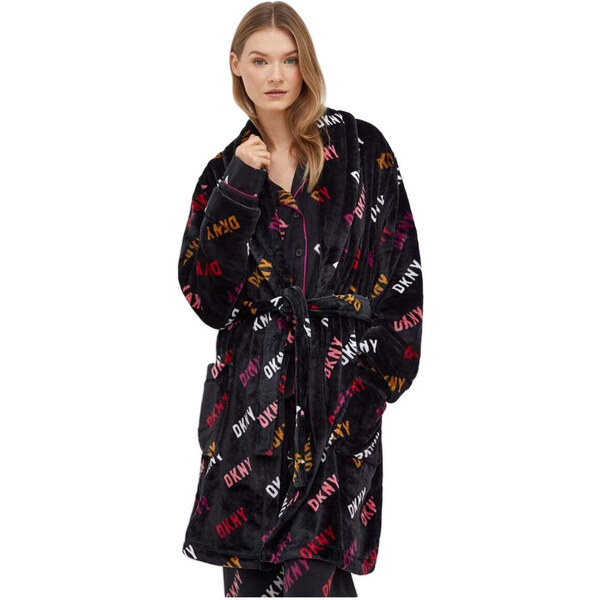 Dámsky župan YI2222688F 006 tm.šedá s potlačou - DKNY 49775931