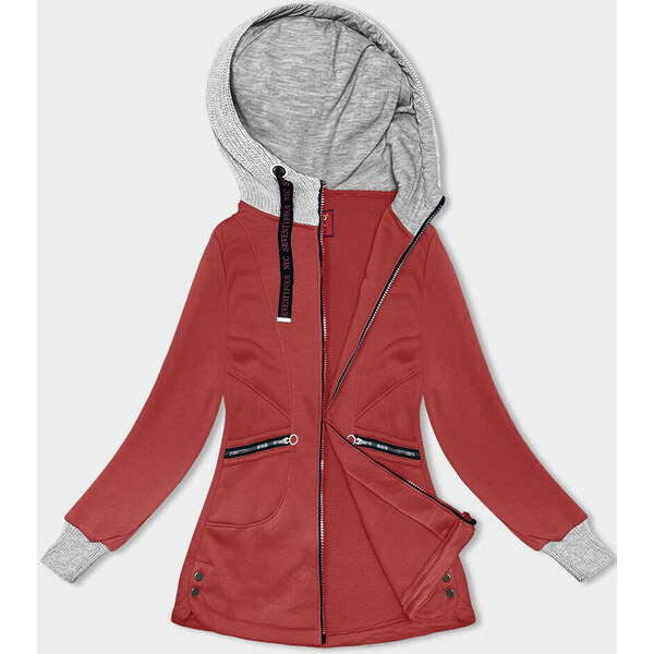 LHD Červená dámska mikina so svetríkovou kapucňou (AMG-312A) 49774791