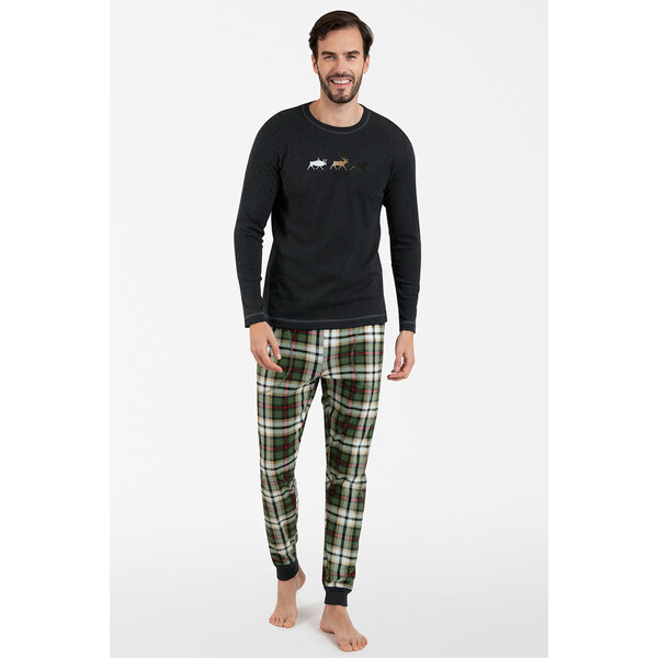 Italian Fashion Vianočné pánske pyžamo Seward mega soft grafitové, 46912096
