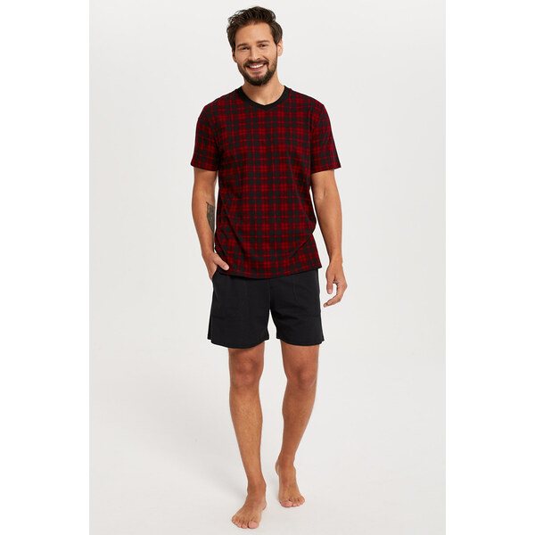 Italian Fashion Pánske bavlnené pyžamo krátke Elias čierne, Farba 46952157