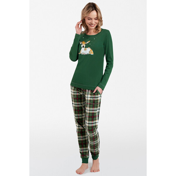 Italian Fashion Vianočné dámske pyžamo Zonda mega soft zelené, Farba 46952161