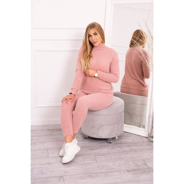 K-Fashion Dvojdielny sveterový set alpaka tmavo púdrovo ružový 44560060