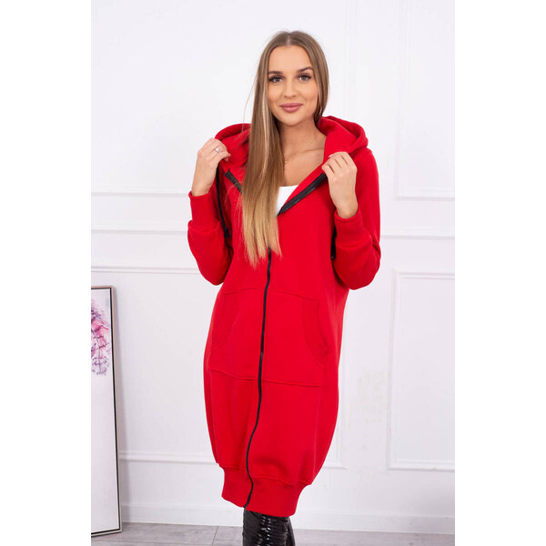 K-Fashion Zateplená dlhá mikina s kapucňou červená 44560140