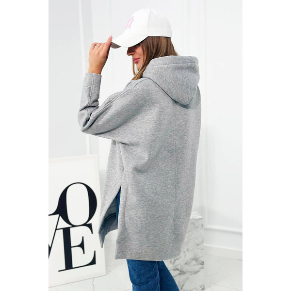 K-Fashion Zateplená mikina s bočnými rázporkami šedá 44560216