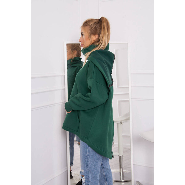 K-Fashion Zateplená mikina so zipsom na chrbte tmavo zelená 44560589