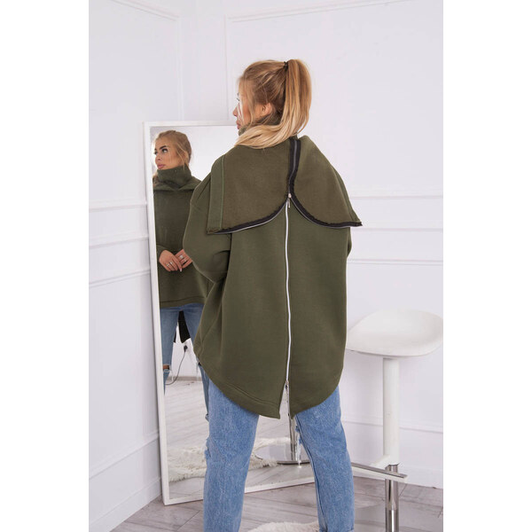 K-Fashion Zateplená mikina so zipsom na chrbte vo farbe khaki 44560591