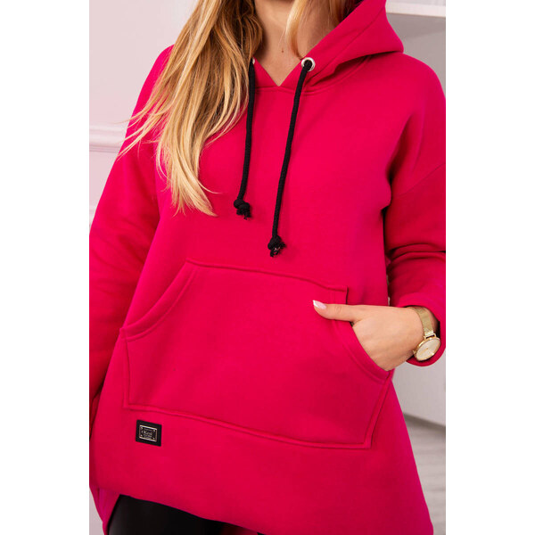K-Fashion Zateplená mikina s dlhým chrbtom a kapucňou fuchsiová 44560719