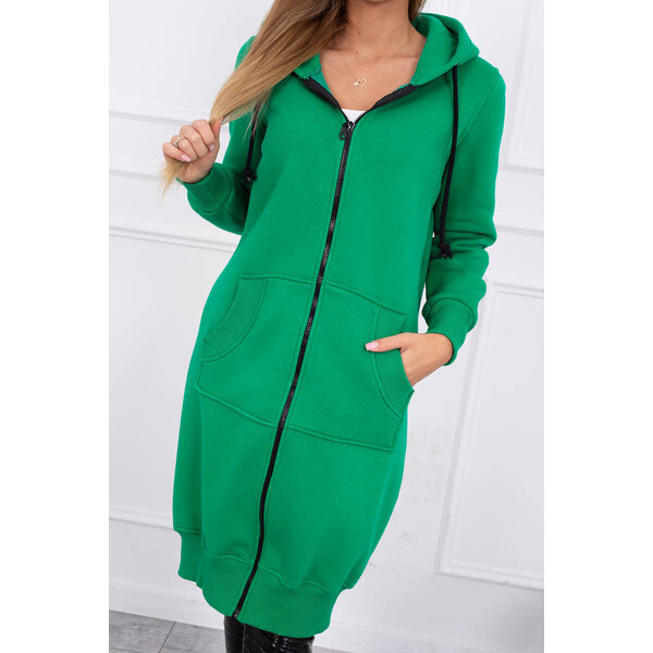 K-Fashion Zateplená dlhá mikina s kapucňou zelená 55437097