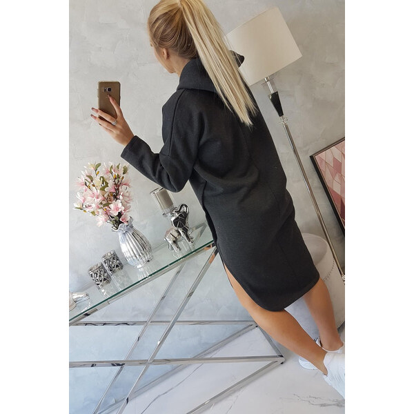 K-Fashion Šaty s kapucňou a bočným rázporkom graphite melange 49758968