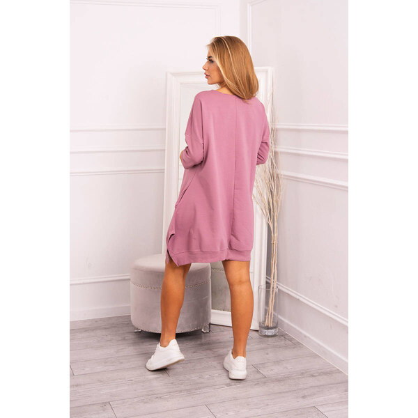 K-Fashion Šaty s potlačou a rozšírenou spodnou časťou tmavo ružové 49759047