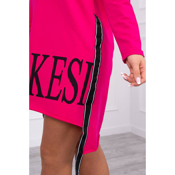 K-Fashion Šaty s kapucňou a potlačou fuchsiovej farby 49759387