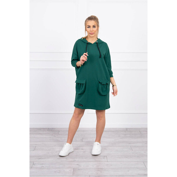 K-Fashion Šaty s kapucňou tmavo zelené 49759577