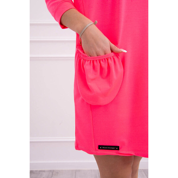 K-Fashion Šaty s kapucňou ružové neónové 49759582
