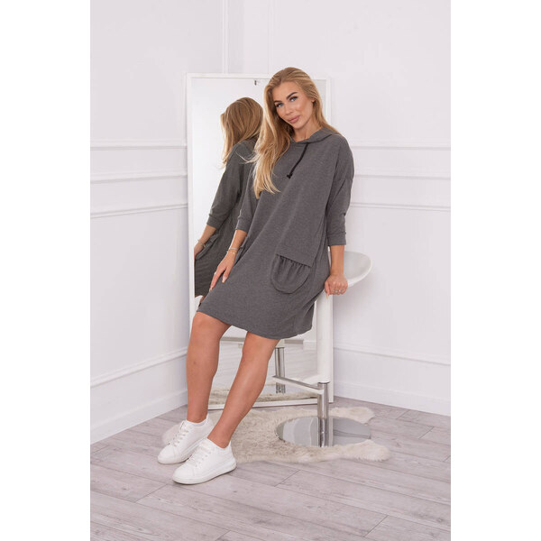 K-Fashion Šaty s kapucňou v grafitovej farbe 49759665