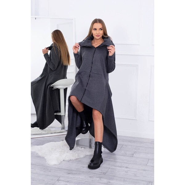 K-Fashion Zateplené šaty s dlhšími bokmi grafitové 49759705