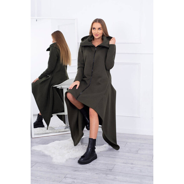 K-Fashion Zateplené šaty s dlhšími bokmi khaki 49759784