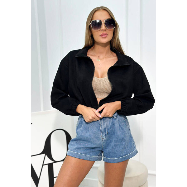 K-Fashion Semišová mikina na zips Čierny 49770741