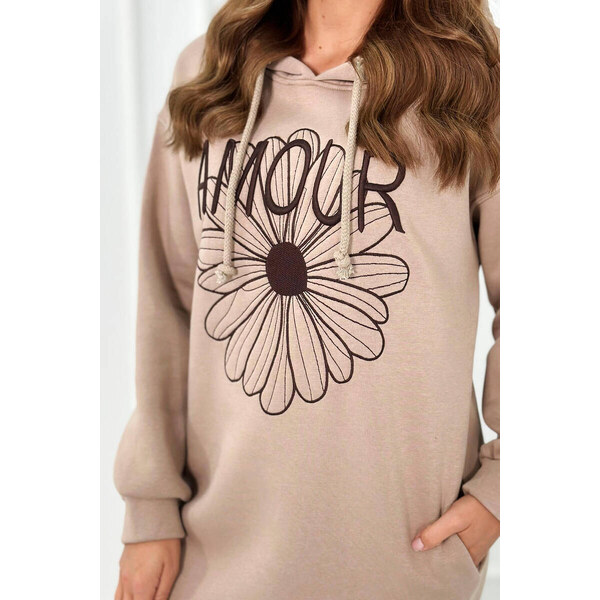 K-Fashion Dlhé izolované šaty s výšivkou tmavo béžová 49774773