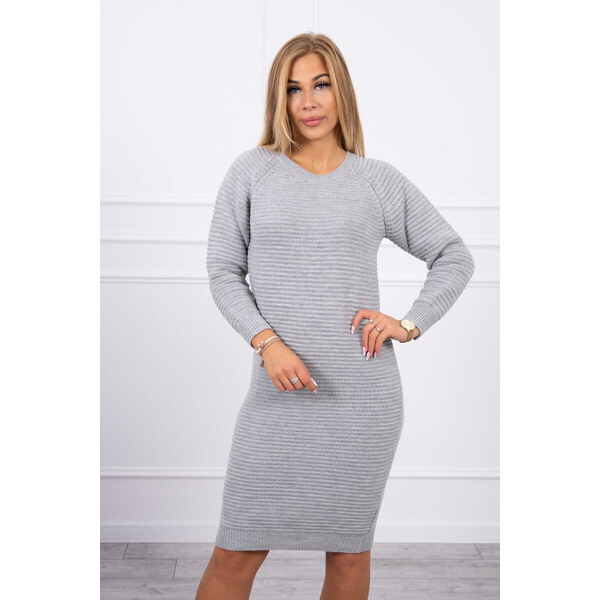 K-Fashion Sveter Pruhované šaty šedé 49776593