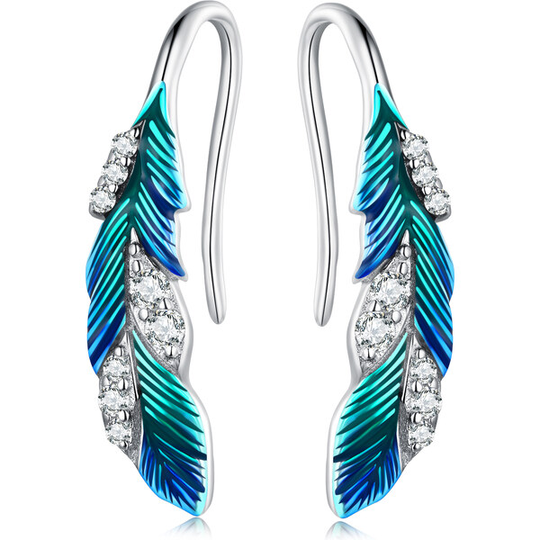 Royal Fashion strieborné visiace Pávie pierko BSE707 53972834