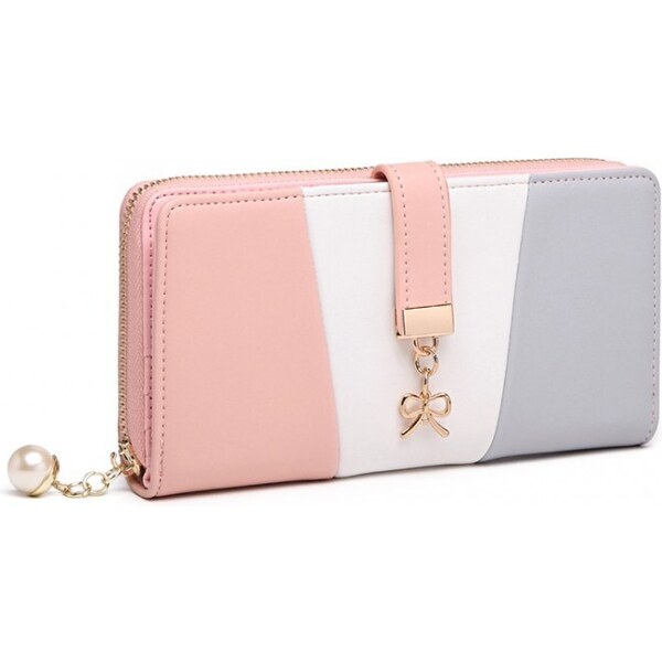 Miss Lulu Peňaženka - trojfarebná s PU kože, ružovošedá 47035358