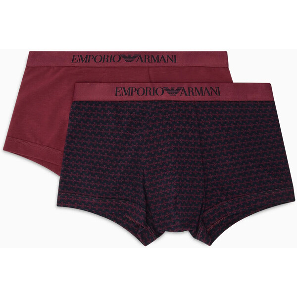 Pánske boxerky 2PACK 111210 3F504 56636 vínové s potlačou - Emporio 49778202