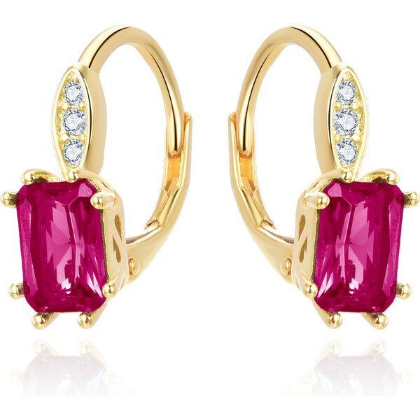 Beneto Strieborné náušnice s červeným kryštálom AGUC3350R-GOLD 66583743