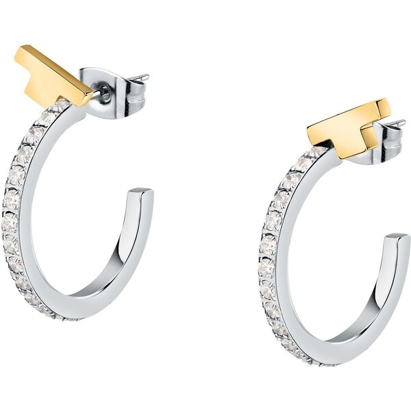 Trussardi Trblietavé bicolor náušnice z ocele T-Logo TJAXC32 66578652