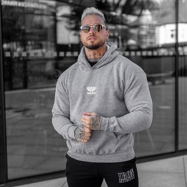 Mikina s kapucňou Iron Aesthetics Movex, sivá 47061939
