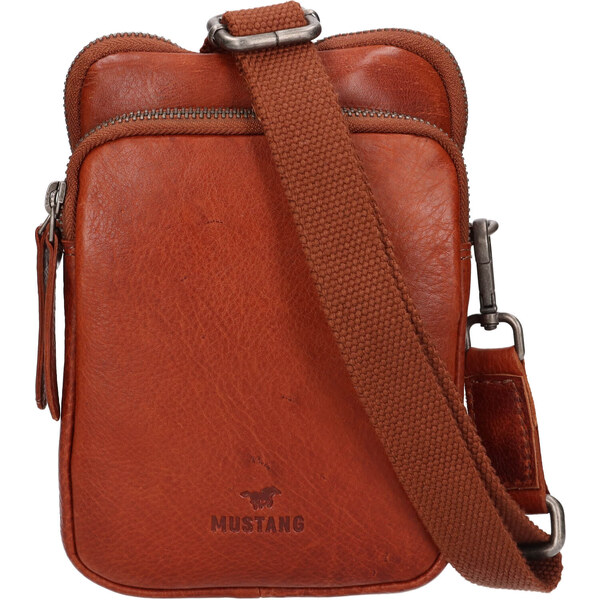 Kožená taška na mobil a doklady Mustang London - koňak 47081230