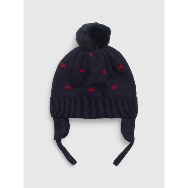 Tmavomodrá dievčenská zimná čiapka s brmbolcom GAP 50541410