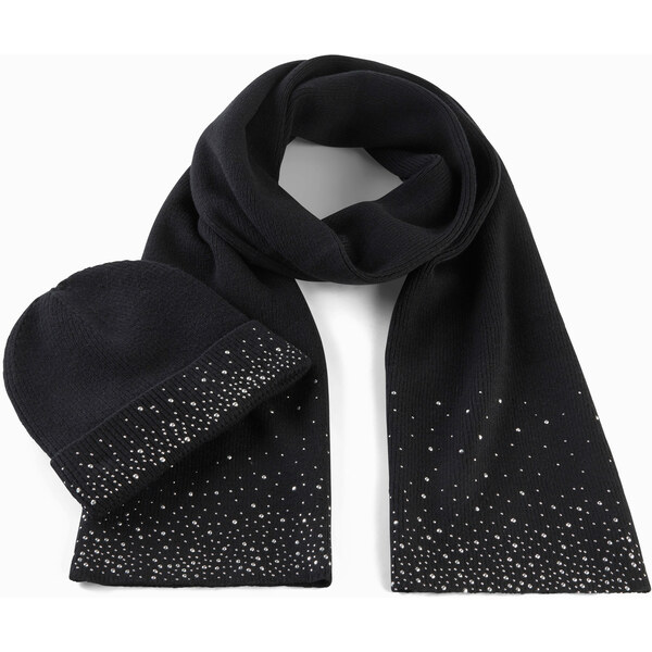 bonprix Šál a čiapka (2-dielna), farba čierna 47086804