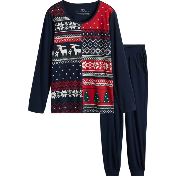 bonprix Pyžamo z čistej bavlny, farba modrá 47086441