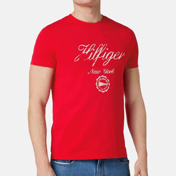 Pánské červené triko Tommy Hilfiger 53996 47120317