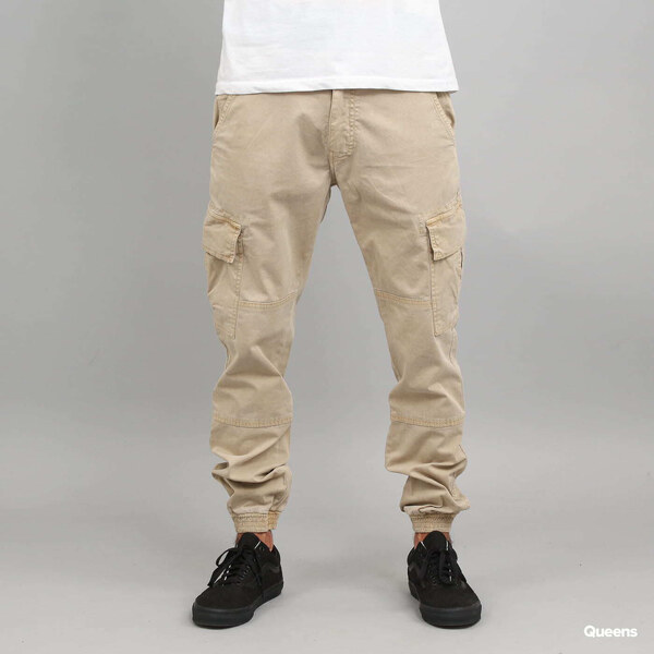 Kalhoty Urban Classics Washed Cargo Twill Jogging Pants Beige W36 65680884