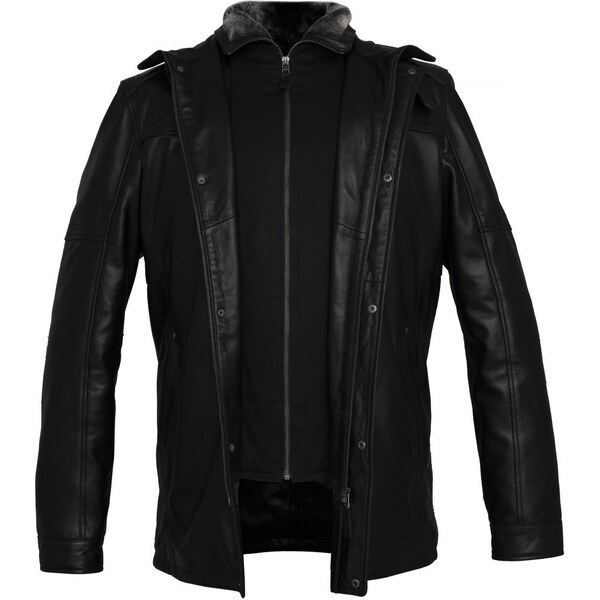 MAX Pánska kožená bunda 8062 černá 49081071