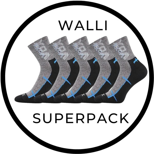 SUPERPACK - WALLI športové ponožky so striebrom VoXX - 5 párů Čierna / 58165891