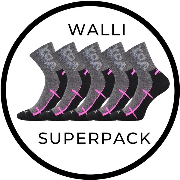 SUPERPACK - WALLI športové ponožky so striebrom VoXX - 5 párů Čierna / 47177937