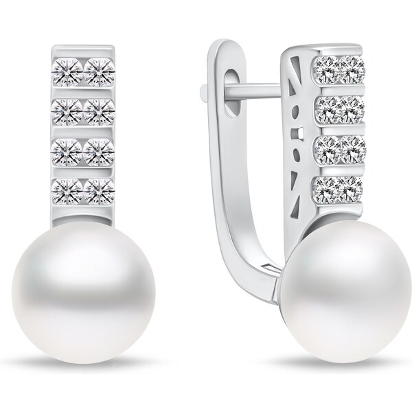 Brilio Silver Jedinečné strieborné náušnice s perlami a zirkónmi 66592868