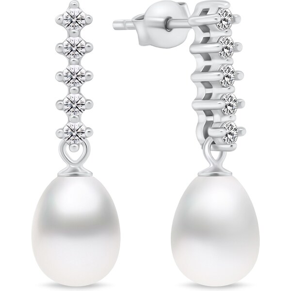 Brilio Silver Očarujúce strieborné náušnice s perlou a zirkónmi EA950W 66594849
