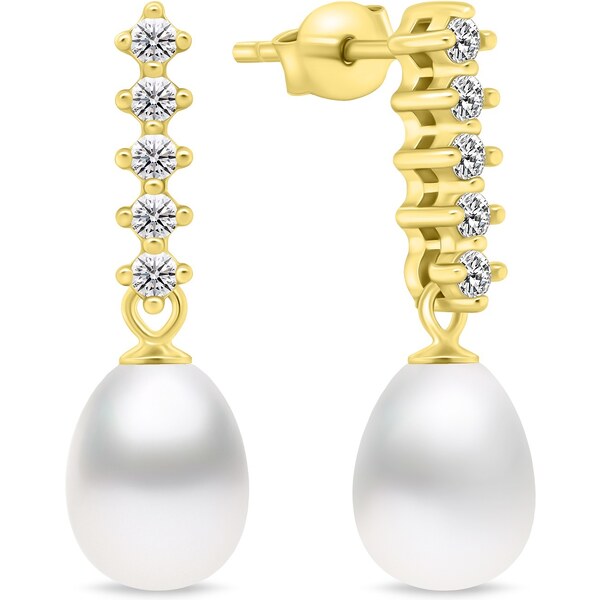 Brilio Silver Očarujúce pozlátené náušnice s perlou a zirkónmi EA950Y 66580949