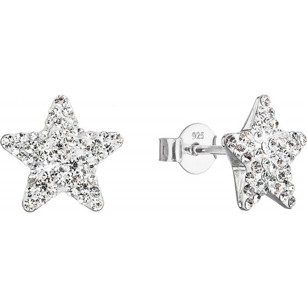 Evolution Group Strieborné náušnice Hviezdičky s kryštálmi Preciosa 66583819