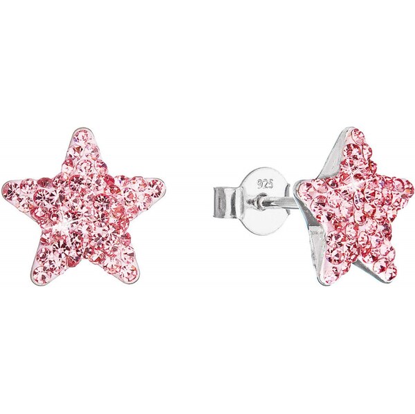 Evolution Group Strieborné náušnice Hviezdičky s kryštálmi Preciosa 66585922