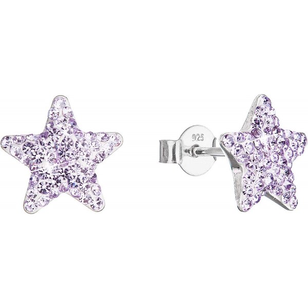 Evolution Group Strieborné náušnice Hviezdičky s kryštálmi Preciosa 66589253