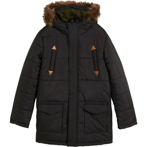 bonprix Funkčná zimná bunda s koženkovými prvkami, farba čierna 47085821