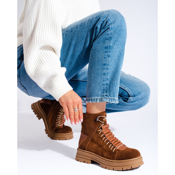 Shelvt Brown shelovet natural leather trappers 50525960