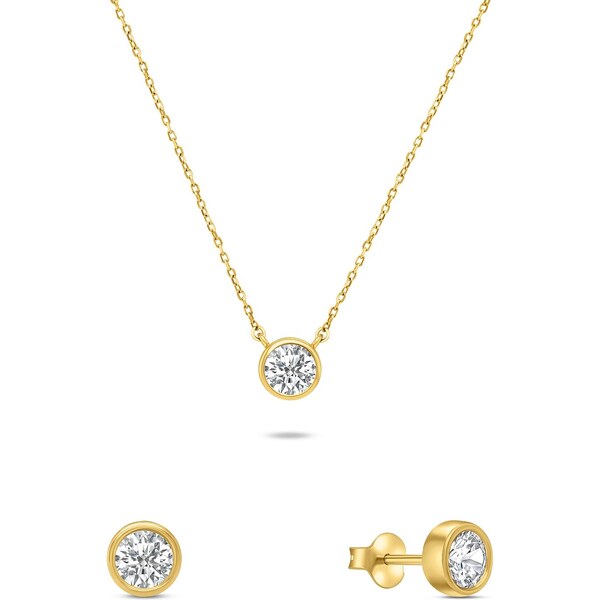 Brilio Silver Pozlátený set šperkov so zirkónmi SET220Y (náhrdelník, 66579496
