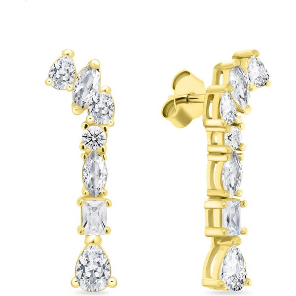 Brilio Silver Luxusné pozlátené náušnice so zirkónmi EA998Y 66594919