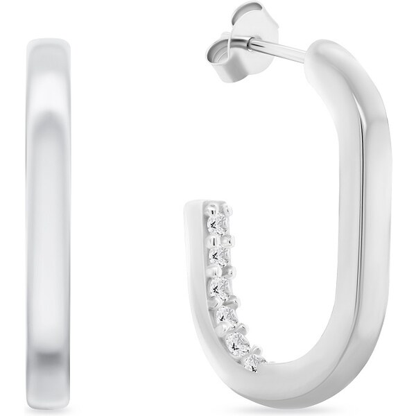 Brilio Silver Elegantné strieborné oválne náušnice so zirkónmi EA992W 66585940