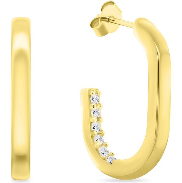 Brilio Silver Elegantné pozlátené oválne náušnice so zirkónmi EA992Y 66591839